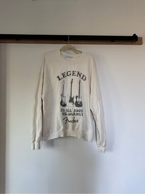 Fender Cream Sweatshirt with Black Guitar Graphic